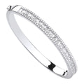Sterling Silver Hinged Princess Cut & Round Cubic Zirconias Bangle