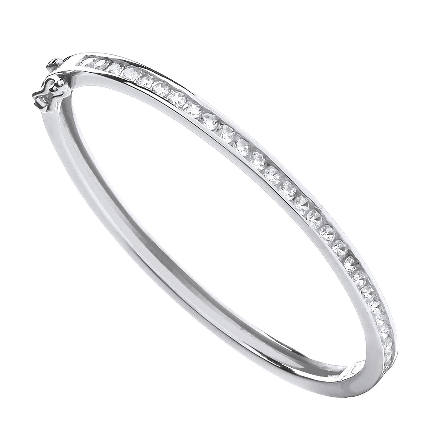 Sterling Silver Channel Set Cubic Zirconias Baby Bangle