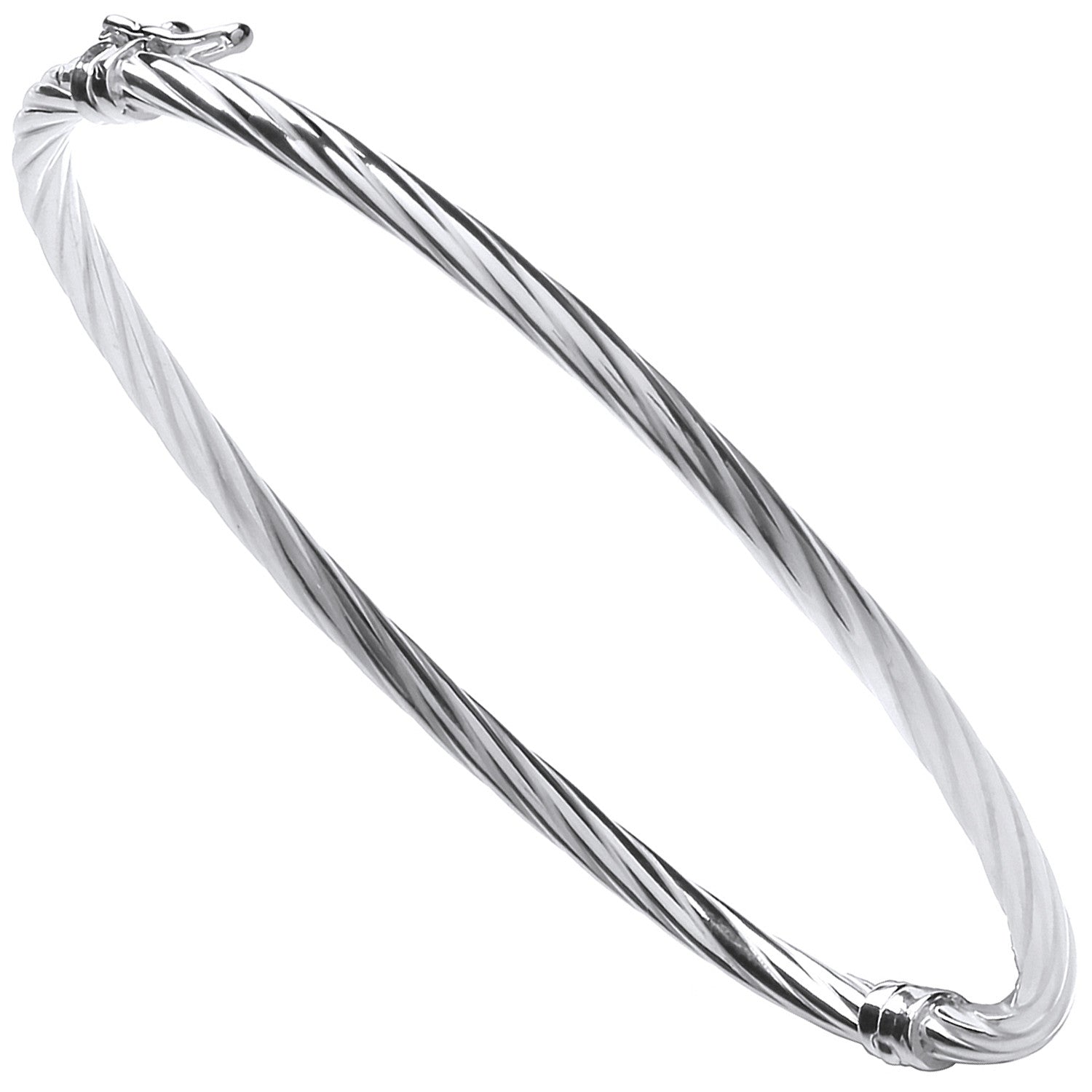 Sterling Silver Twisted Hollow Hinged Bangle