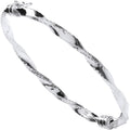 Sterling Silver Twisted Ribbed Edge Hollow Hinged Bangle
