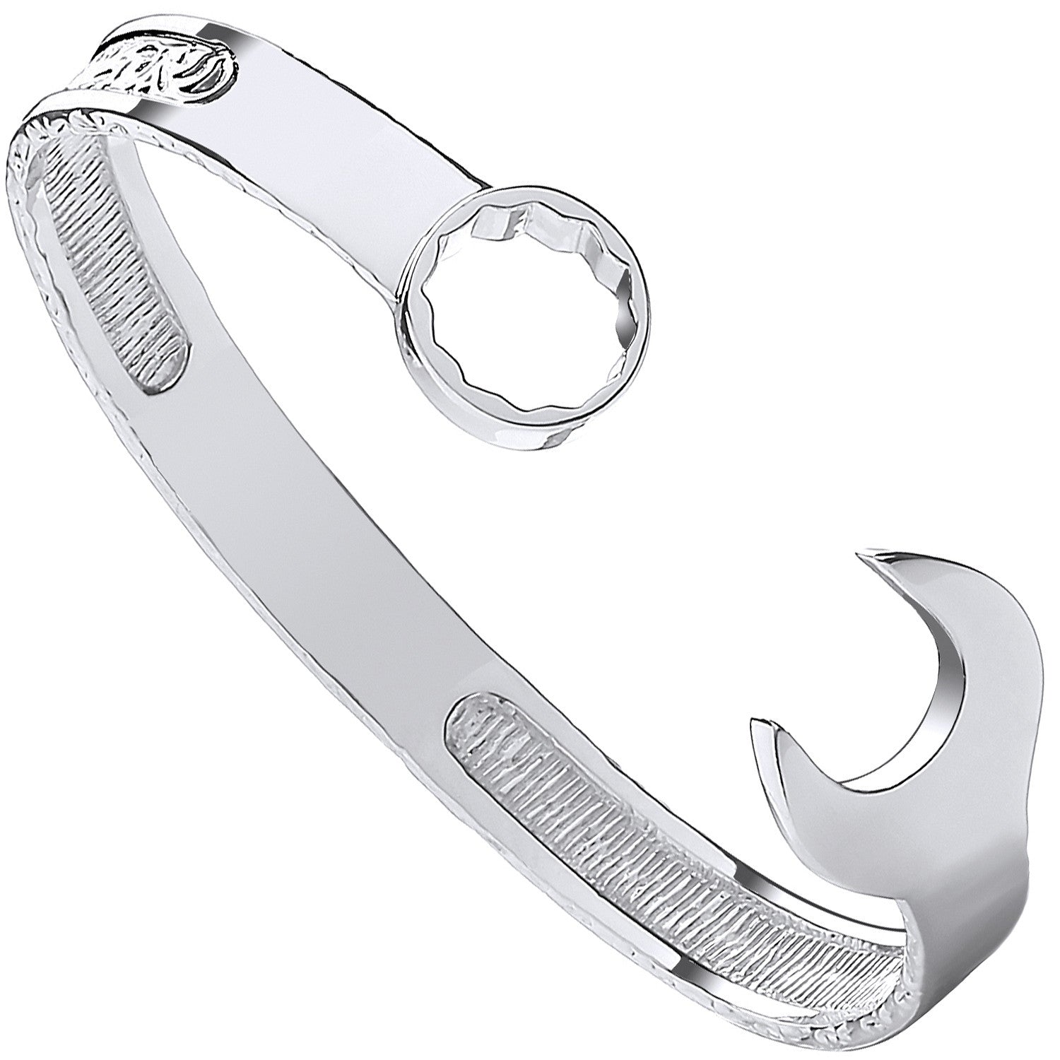 Sterling Silver Vintage Design Spanner Gents 9mm Bangle