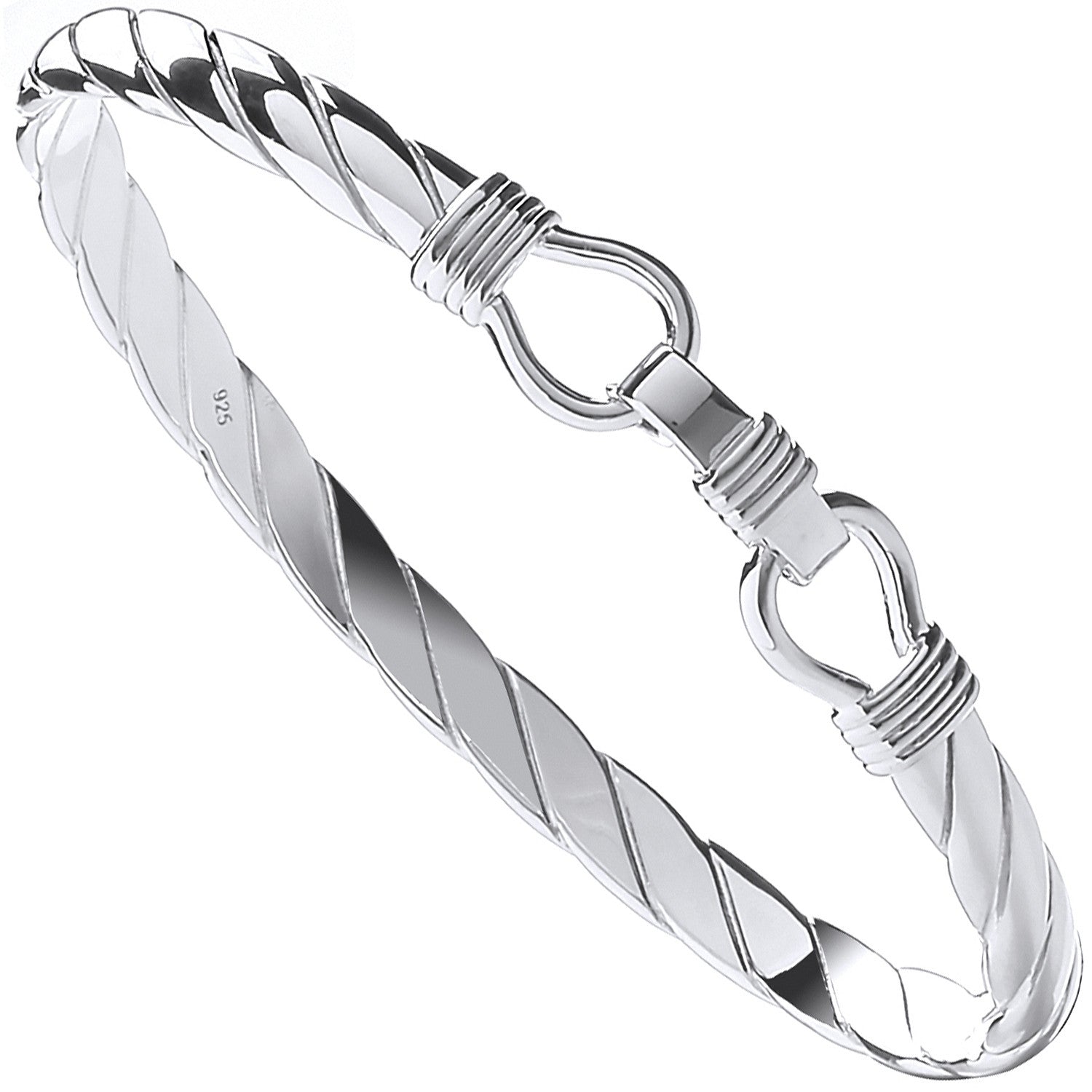 Sterling Silver Twist Solid Gents Bangle