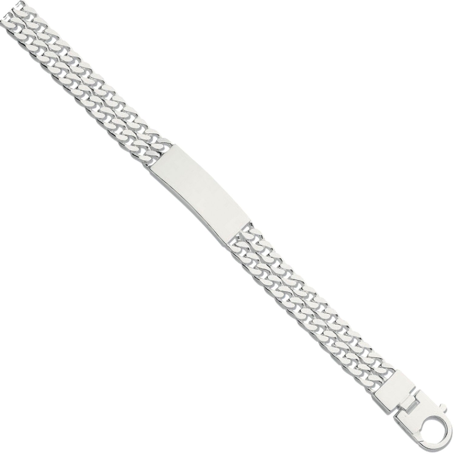 Sterling Silver Double Curb Link ID Gents 8" Bracelet