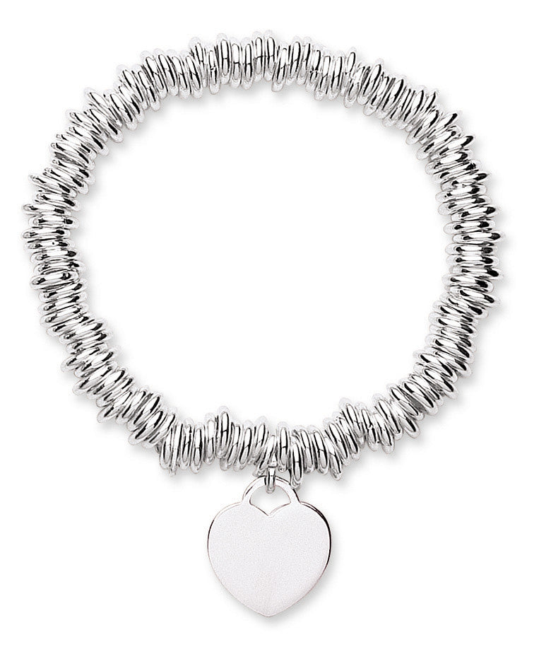 Sterling Silver Heart Drop Link Bracelet