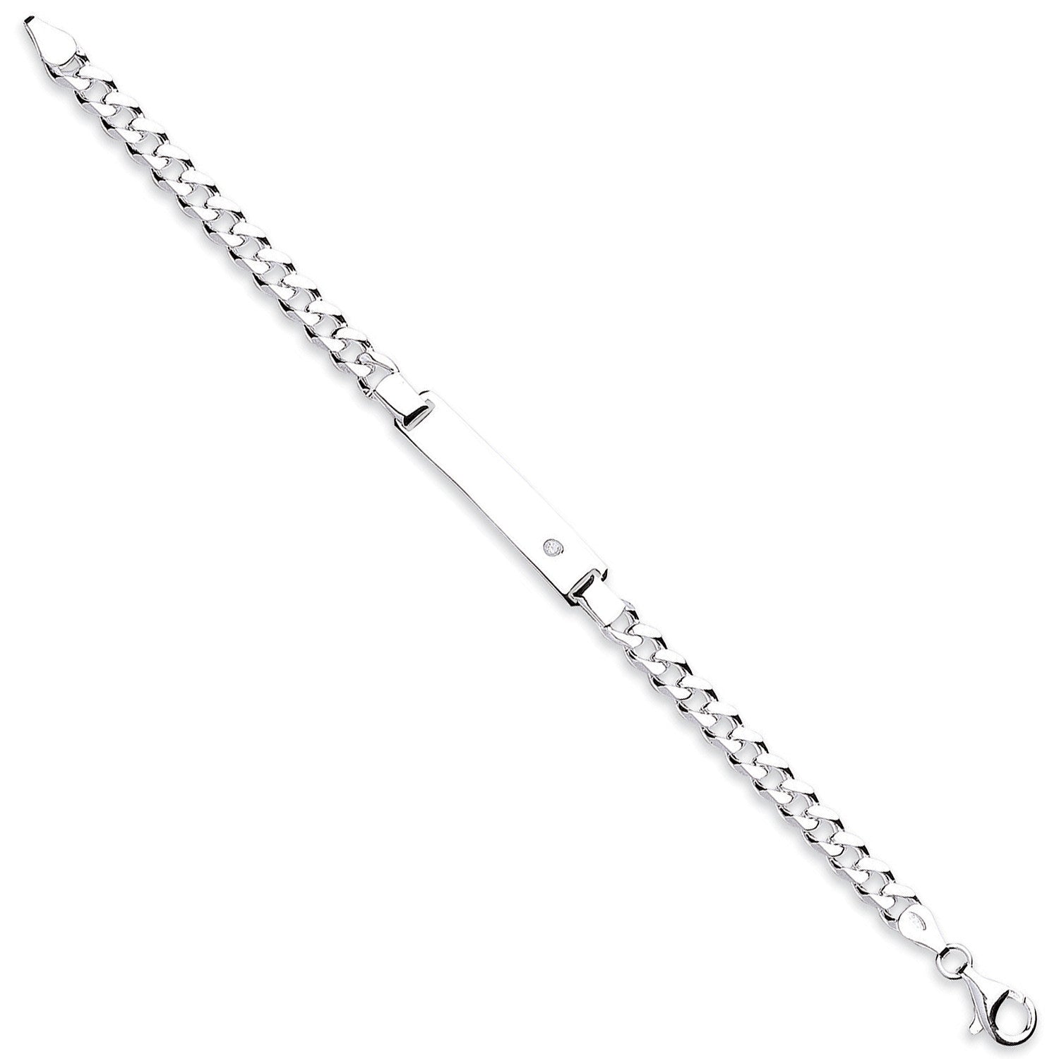 Sterling Silver Cubic Zirconia ID Ladies 7" Bracelet