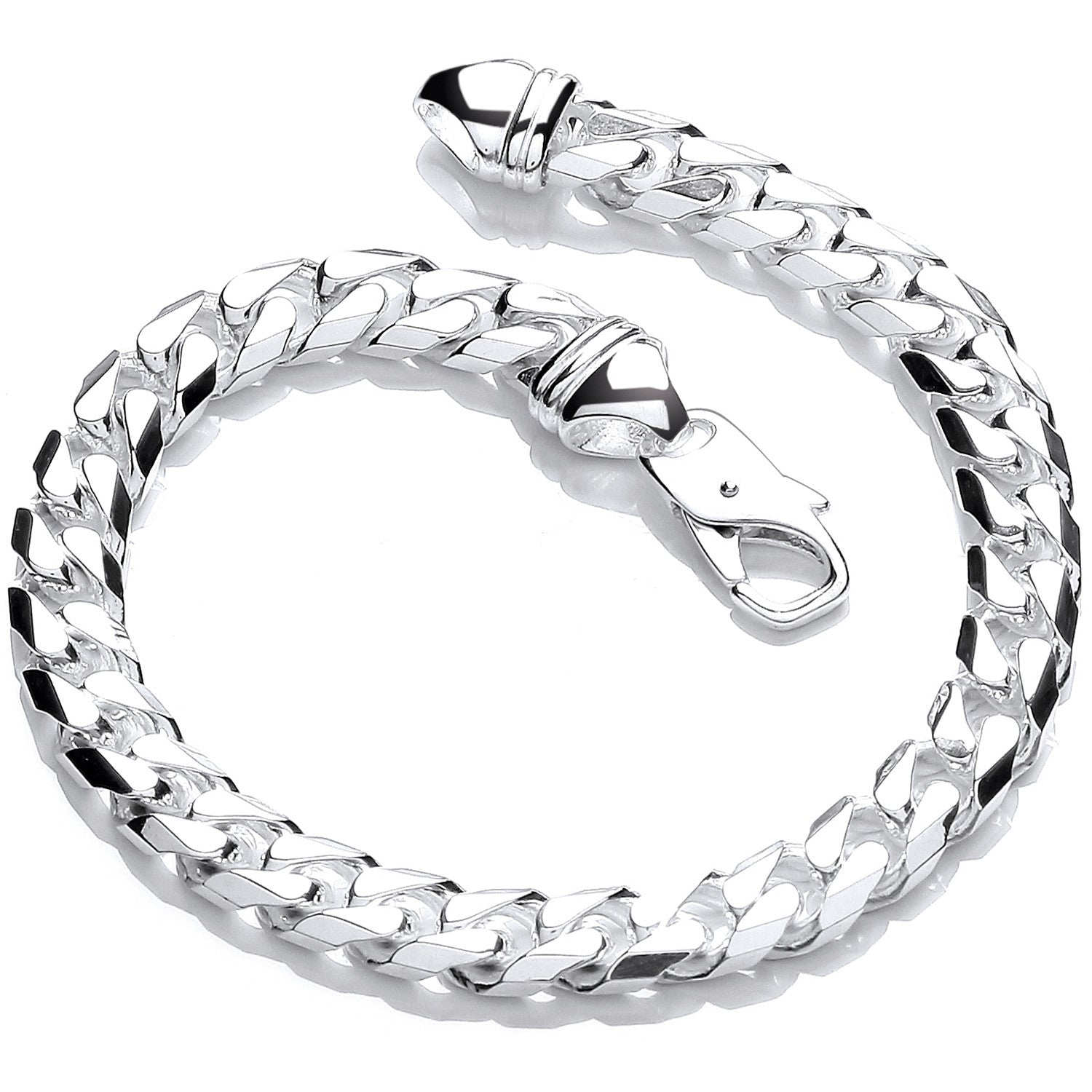 Sterling Silver 9.5mm Curb Gents 8" Bracelet