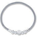 Sterling Silver Mesh with Crystal Ball Bracelet