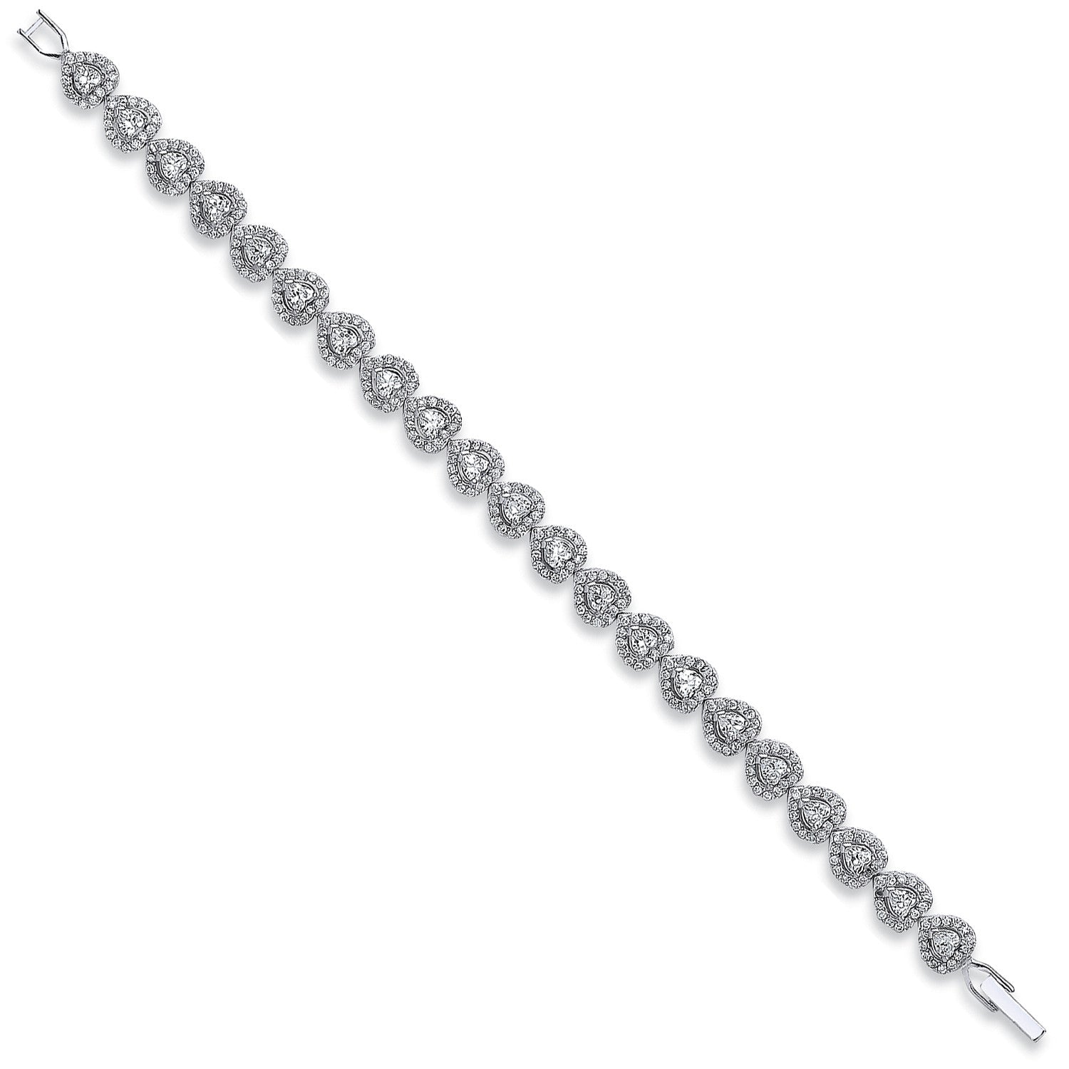 Sterling Silver Cubic Zirconia Heart Bracelet