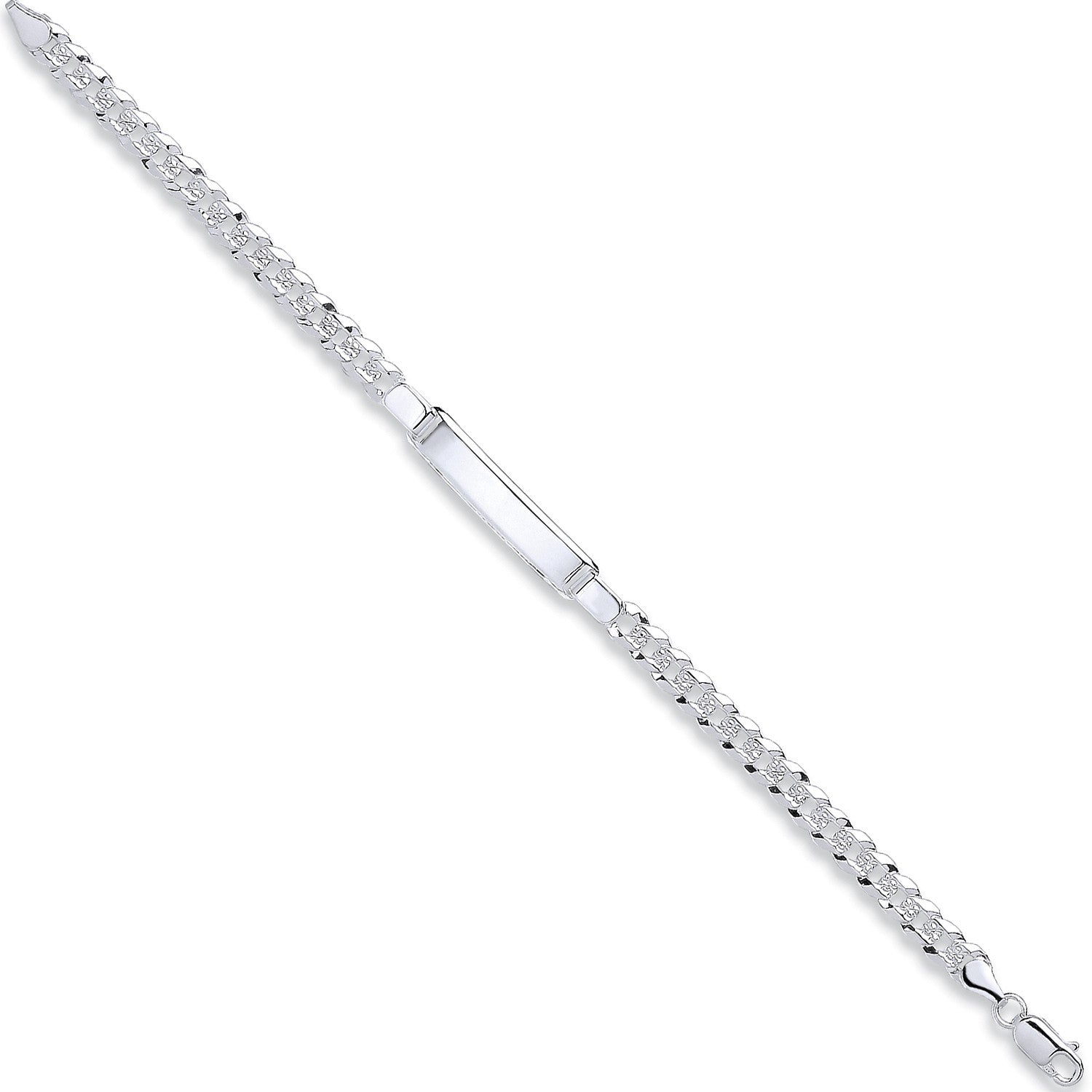 Sterling Silver Curb Pave I.D Bracelet
