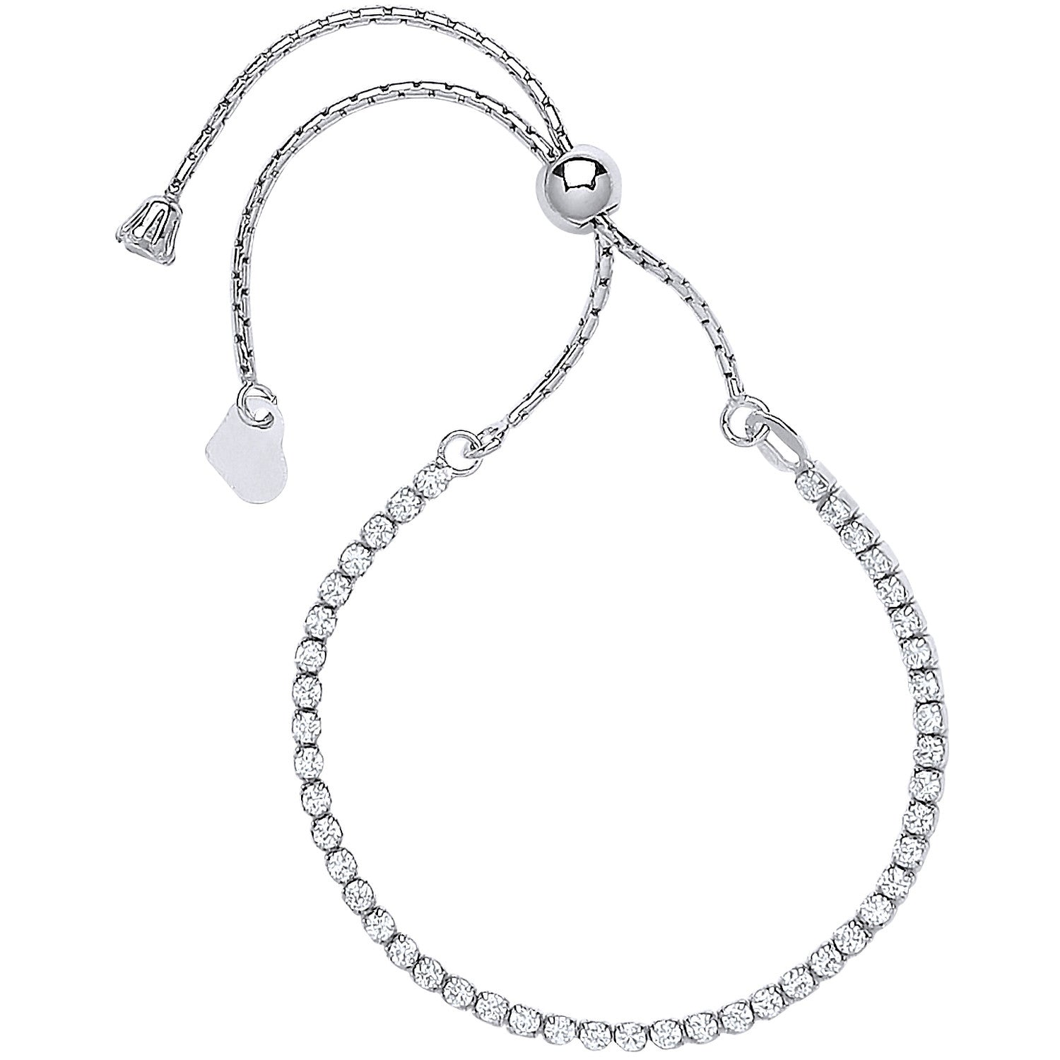 Sterling Silver Cubic Zirconia Friendship Bracelet