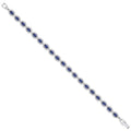 Sterling Silver 5.8mm Sapphire Blue Oval Cubic Zirconia Ladies Bracelet