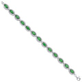 Sterling Silver 7.4mm Green Marquise Cut Cubic Zirconias Ladies Bracelet