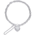 Sterling Silver Padlock Charm Bracelet with Safety Chain