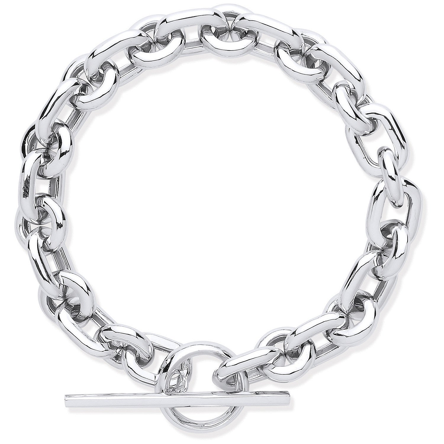 Sterling Silver Chunky Link T-Bar Bracelet