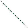 Sterling Silver Oval Cut Green & Clear Cubic Zirconias Tennis Bracelet