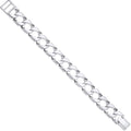 Sterling Silver 15mm Large Square Curb Ribbed Edge Link Gents Bracelet