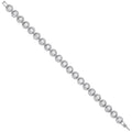 Sterling Silver 8mm Rubover Round Cubic Zirconia Halo Style Tennis Bracelet