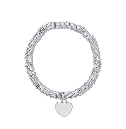 Sterling Silver Heart Drop Link Bracelet