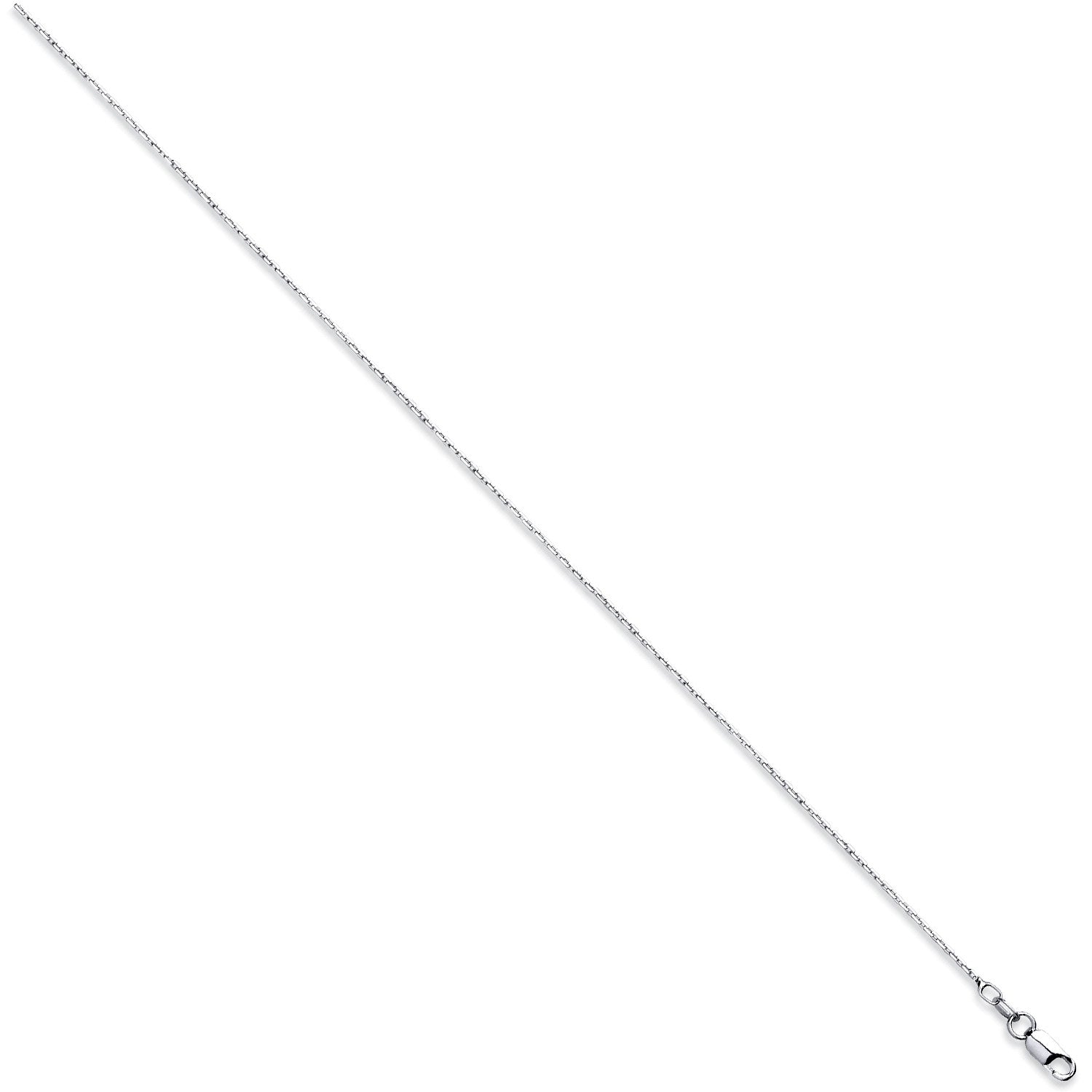 Sterling Silver 1.3mm Diamond Cut Trace Rh. Plated Chain