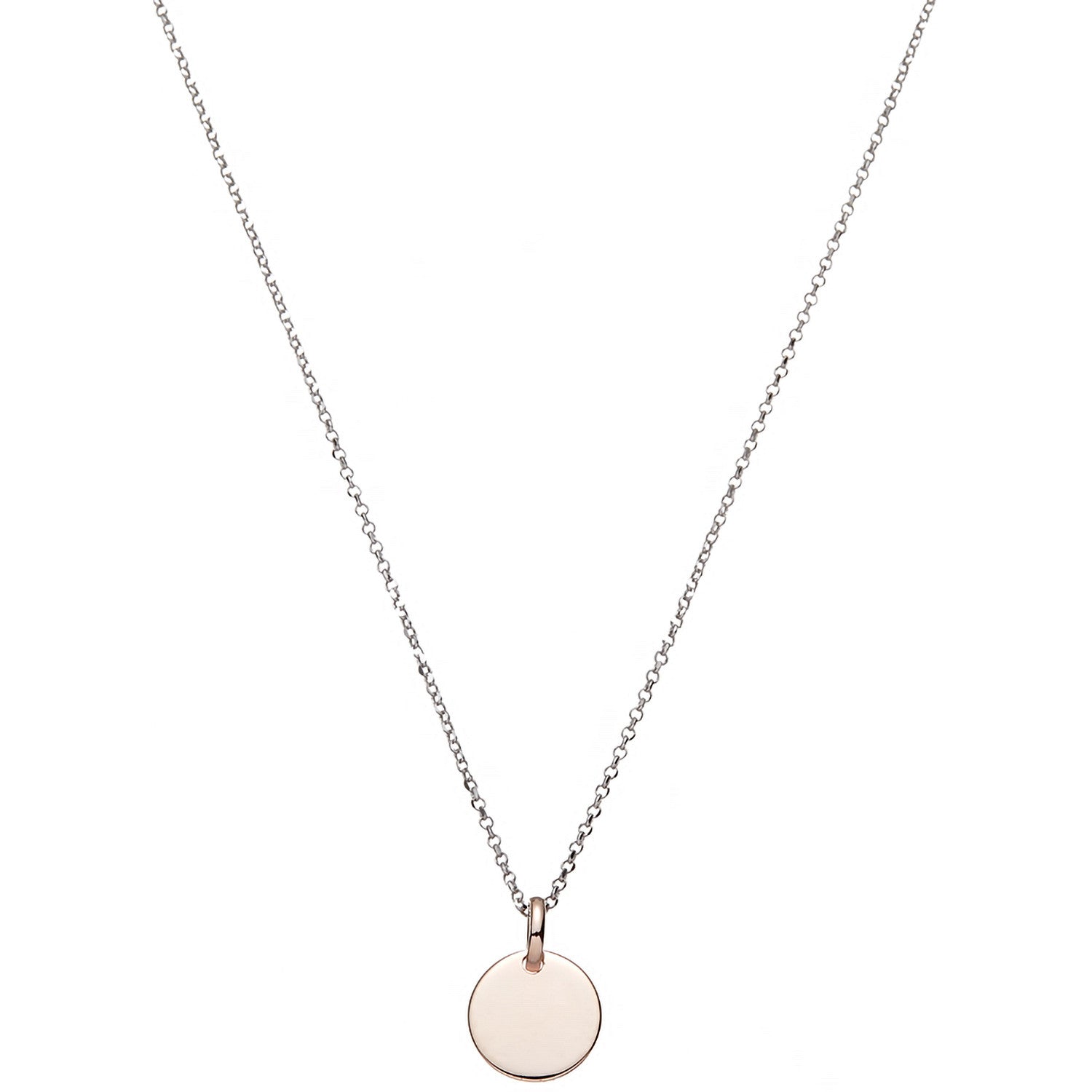 Sterling Silver Chain with Solid Rose Circle Pendant