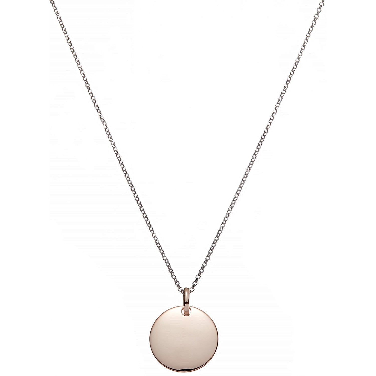 Sterling Silver Chain with Solid Rose Circle Pendant