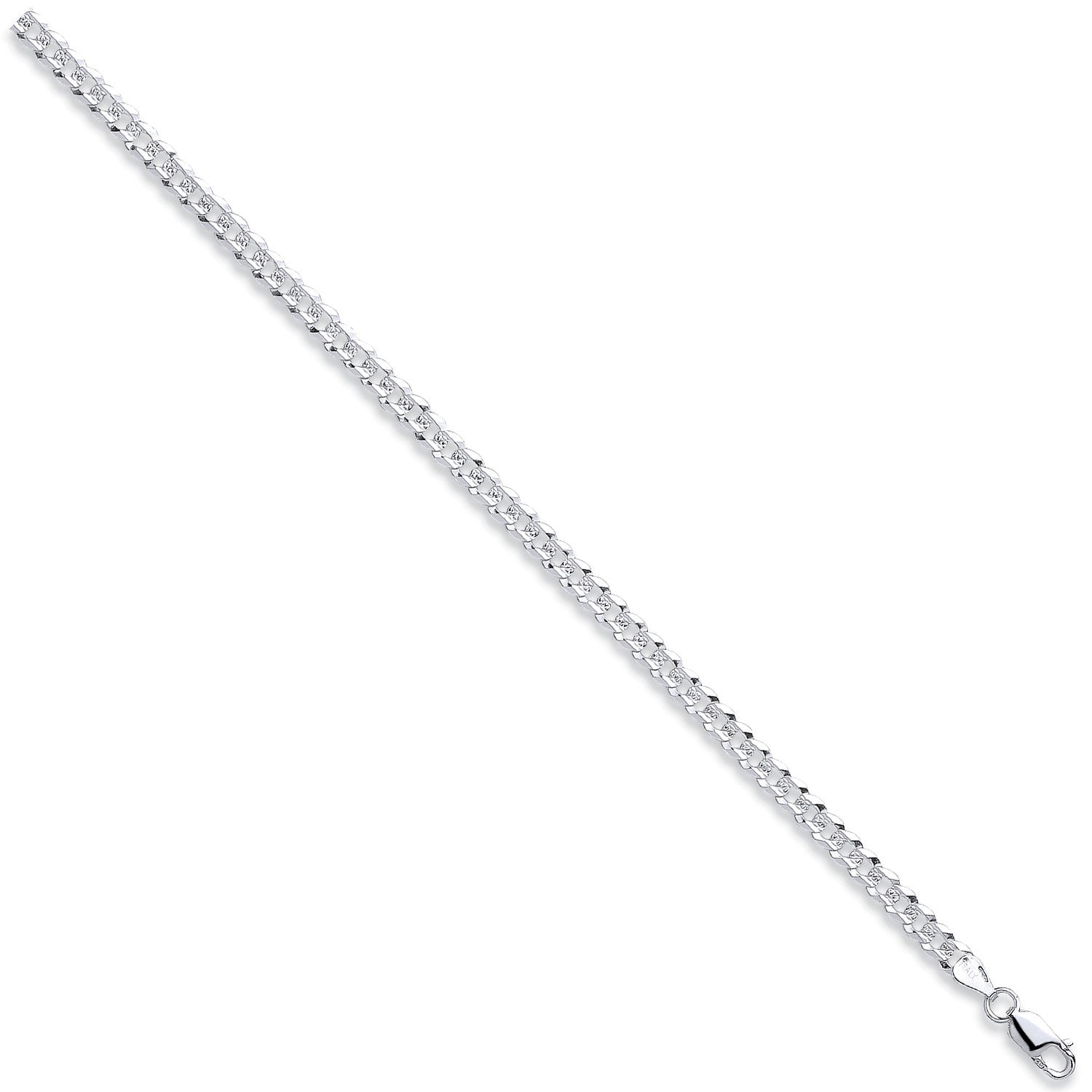 Sterling Silver 5mm Flat Pave Curb Chain