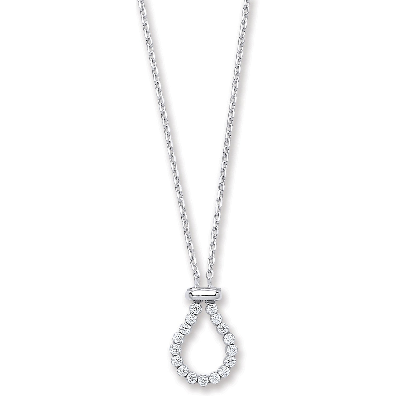 Sterling Silver Belcher with Pear Cubic Zirconia Link Chain