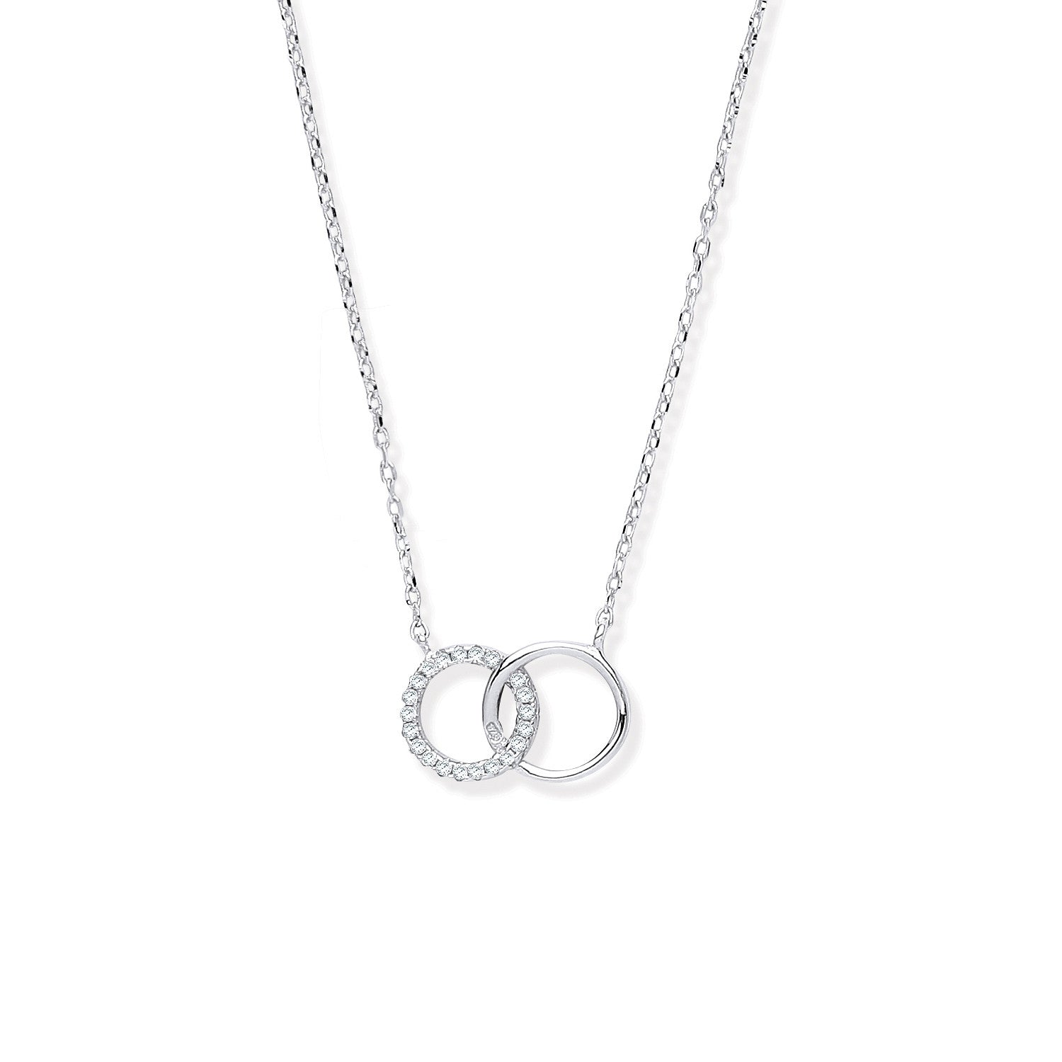 Sterling Silver Interlocking Circles Cubic Zirconia Necklace/Bracelet