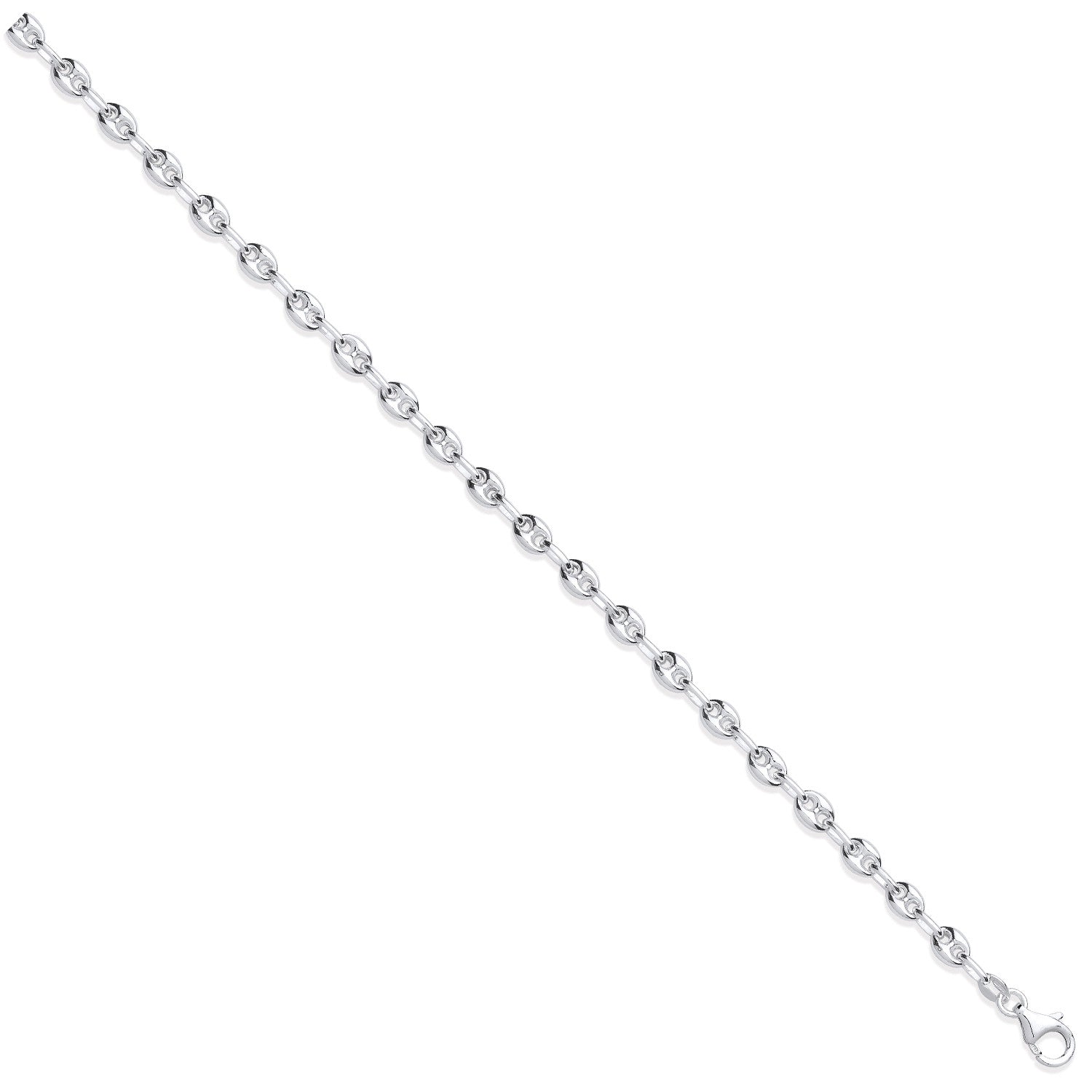 Sterling Silver 5mm Coffee Beans Link Chain