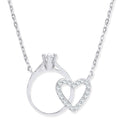 Sterling Silver Chain with Little Cubic Zirconia Engagement Ring & Heart
