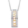 Sterling Silver & Roman Numeral Drop Pendant Necklace