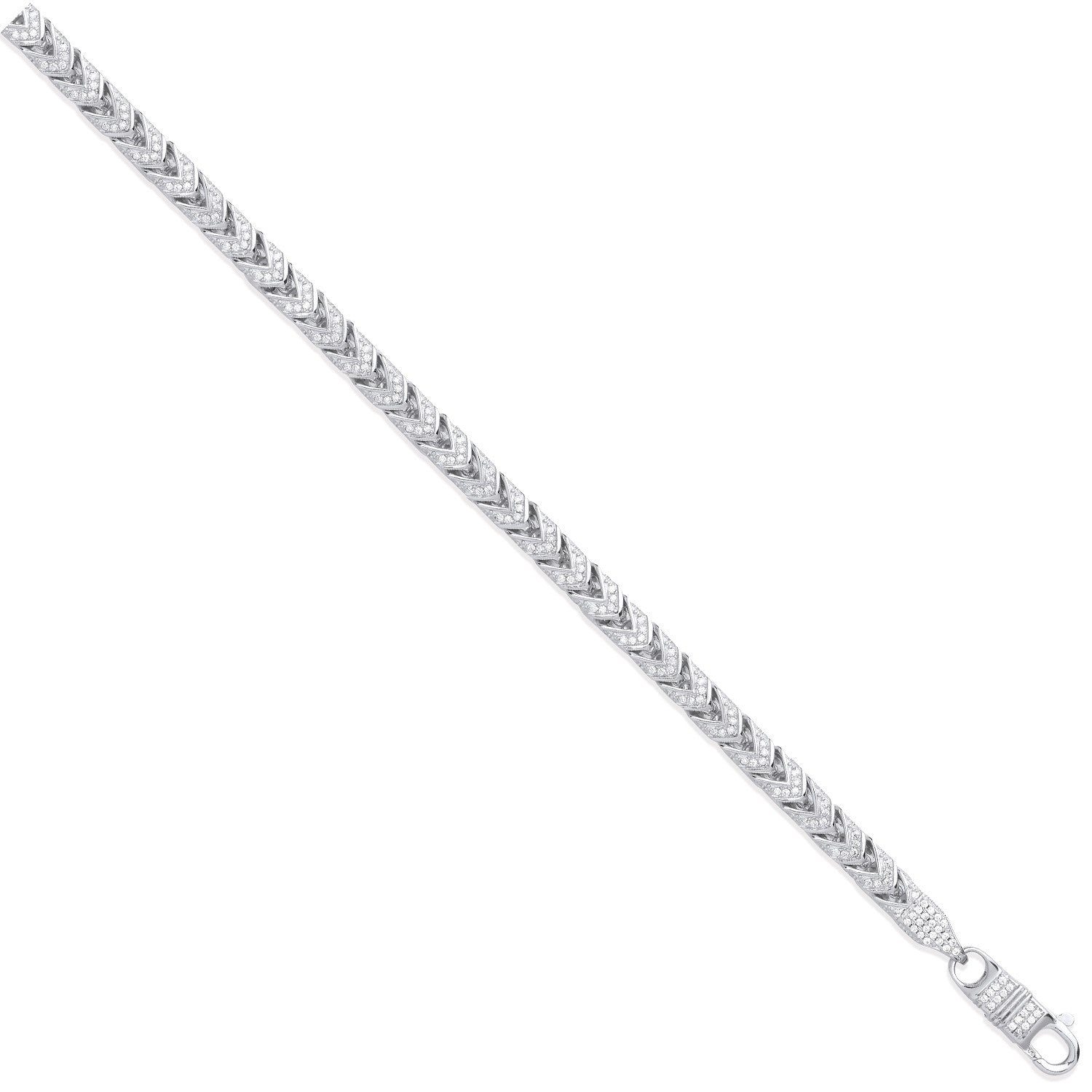 Sterling Silver 6mm Franco Cubic Zirconia Set Chain/Bracelet