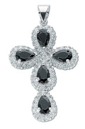 Sterling Silver Black & White Fancy Cubic Zirconia Cross