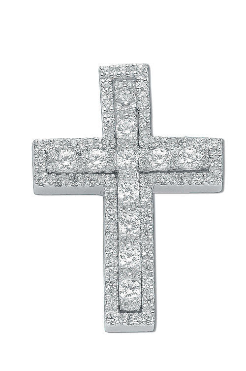 Sterling Silver Fancy Cubic Zirconia Cross
