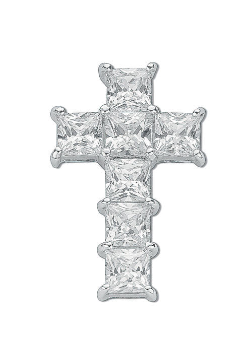 Sterling Silver Princess Cut Cubic Zirconia Cross