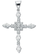 Sterling Silver Fancy Marquise Cut Cubic Zirconia Cross