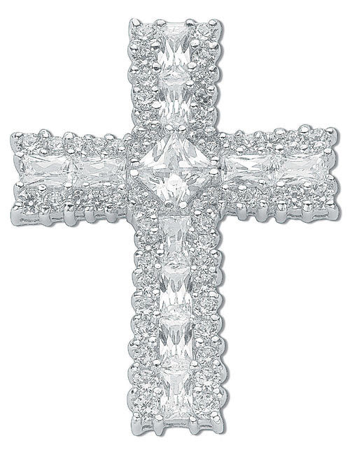 Sterling Silver Fancy Cubic Zirconia Cross