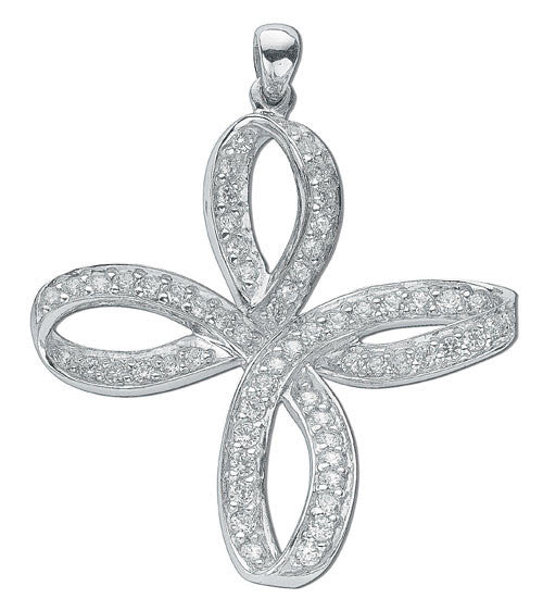Sterling Silver Fancy Cubic Zirconia Cross