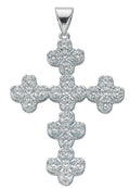 Sterling Silver Fancy Cluster Cubic Zirconia Cross