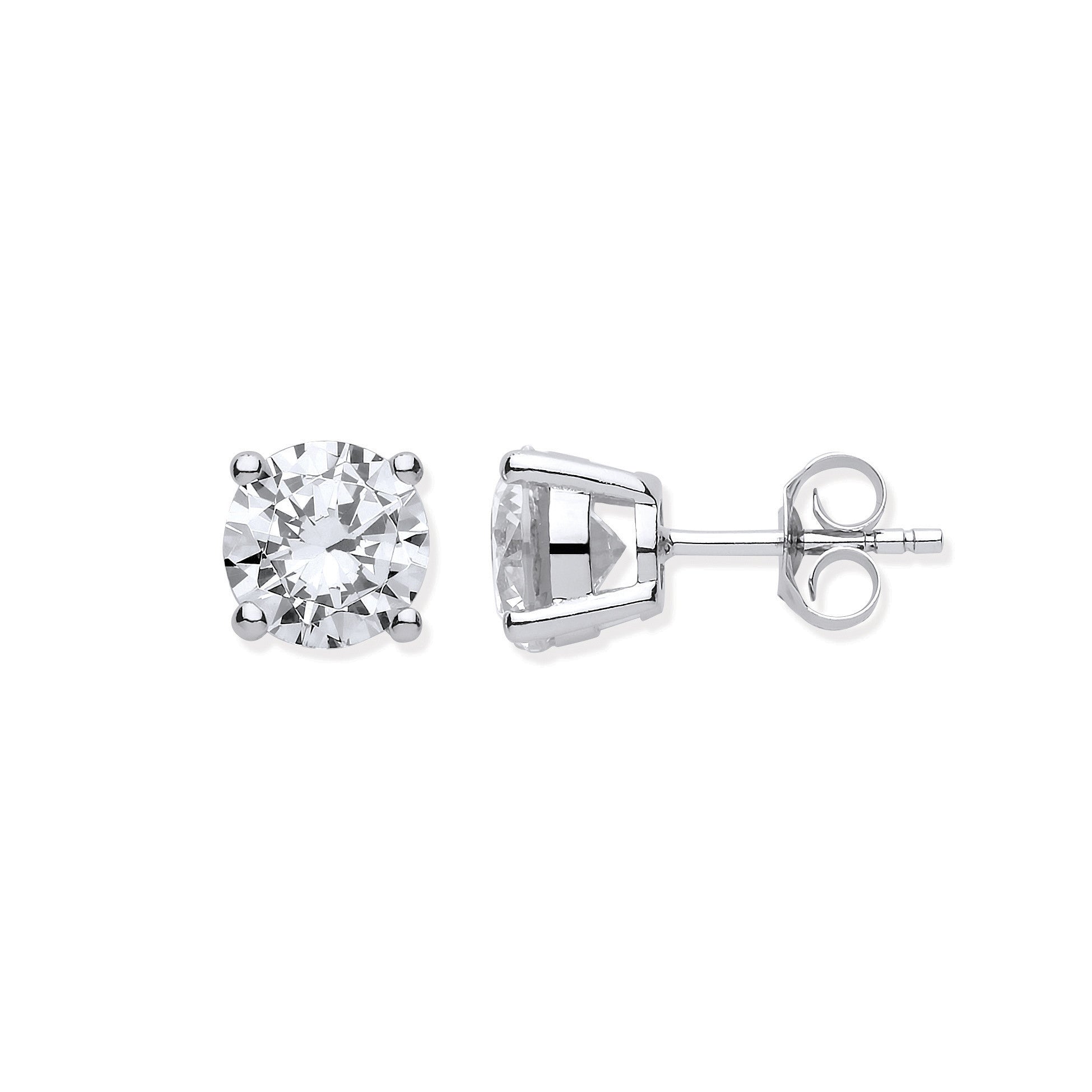 Sterling Silver Brilliant Cut Cubic Zirconia 8mm Claw Set Stud
