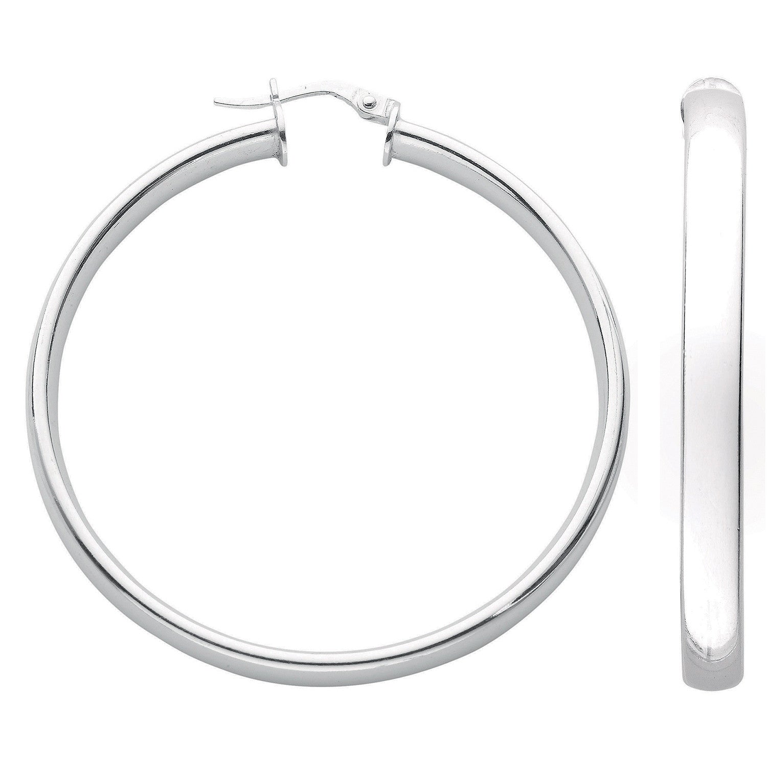 Sterling Silver D Shaped Hoop Earrings