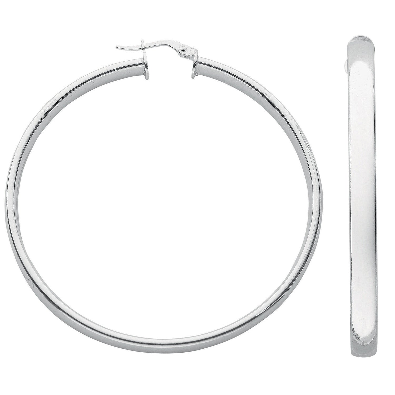 Sterling Silver D Shaped Hoop Earrings