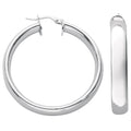 Sterling Silver D Shaped Hoop Earrings