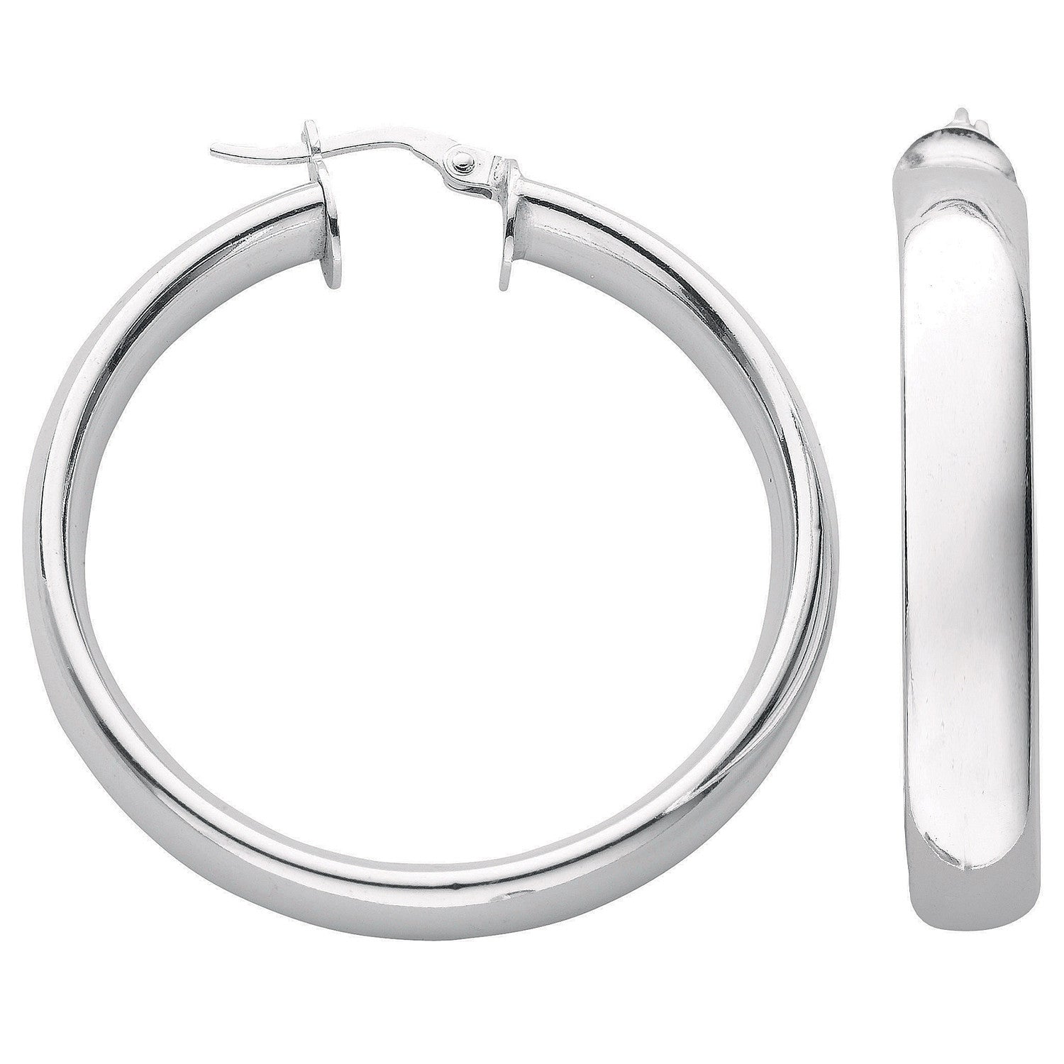 Sterling Silver D Shaped Hoop Earrings