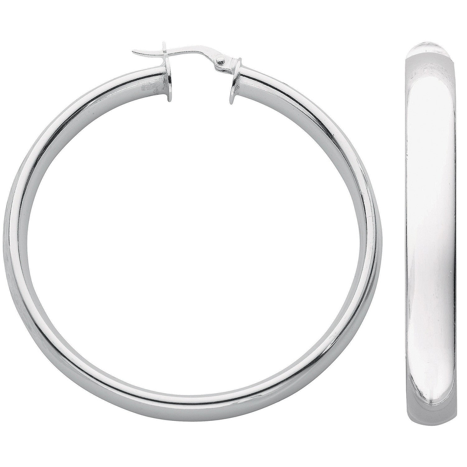 Sterling Silver D Shaped Hoop Earrings