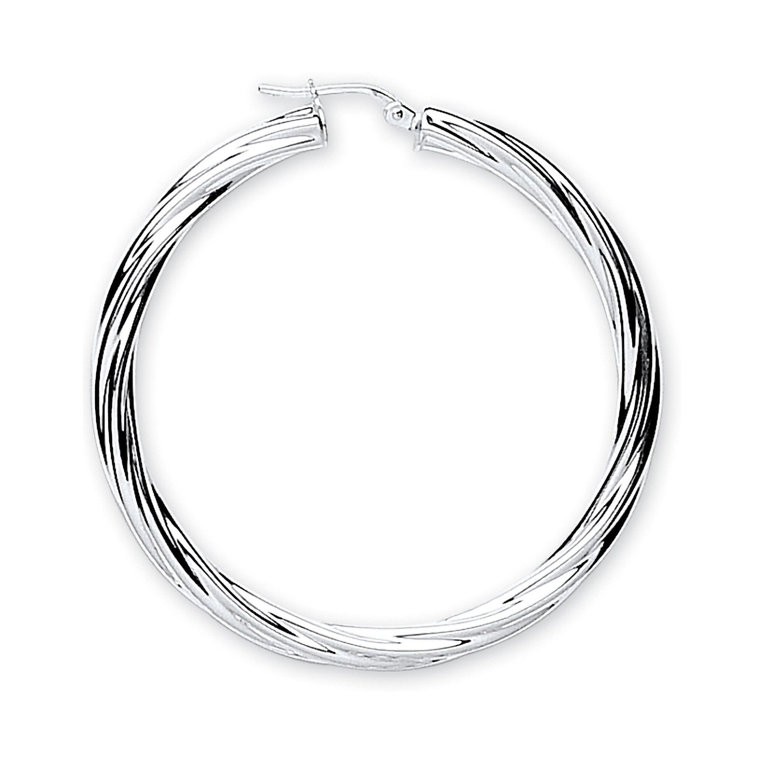 Sterling Silver Twisted Medium Hoop Earrings
