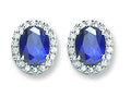 Sterling Silver Blue & White Cubic Zirconia Stud Earrings