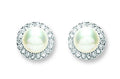 Sterling Silver Pearl & Cubic Zirconia Stud Earrings