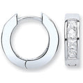 Sterling Silver Cubic Zirconia Princess Cut Huggies