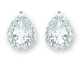 Sterling Silver Pear Shaped Cubic Zirconia Cluster Stud Earrings